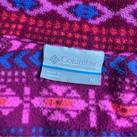 Columbia Pink purple Aztec Geometric Fleece 1/4 Zip Pullover Long Sleeve M - Picture 6 of 6